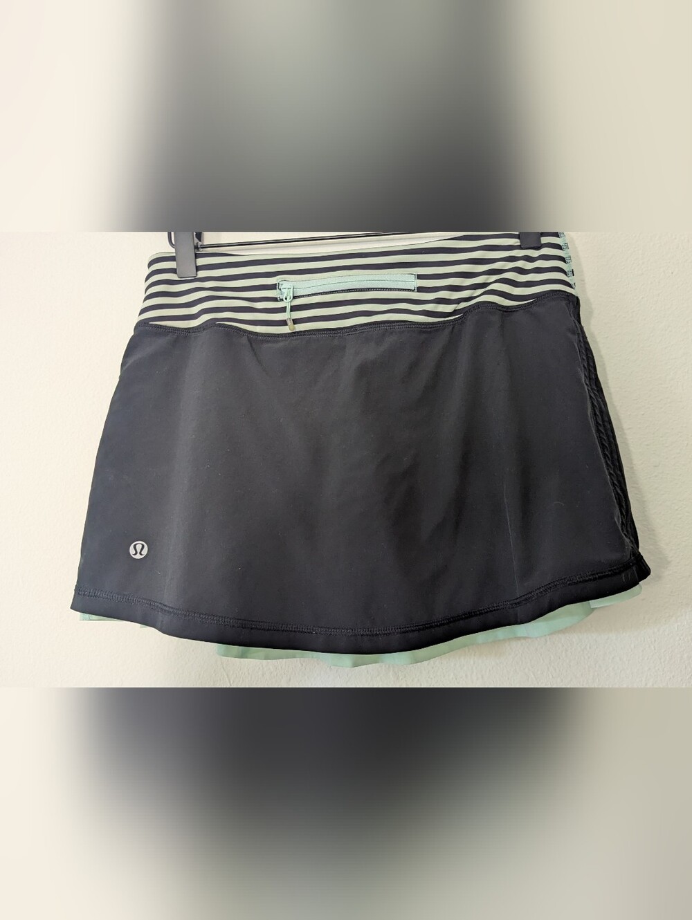 lululemon athletica Black Skater Skirt with Mint Stripe Waistband
